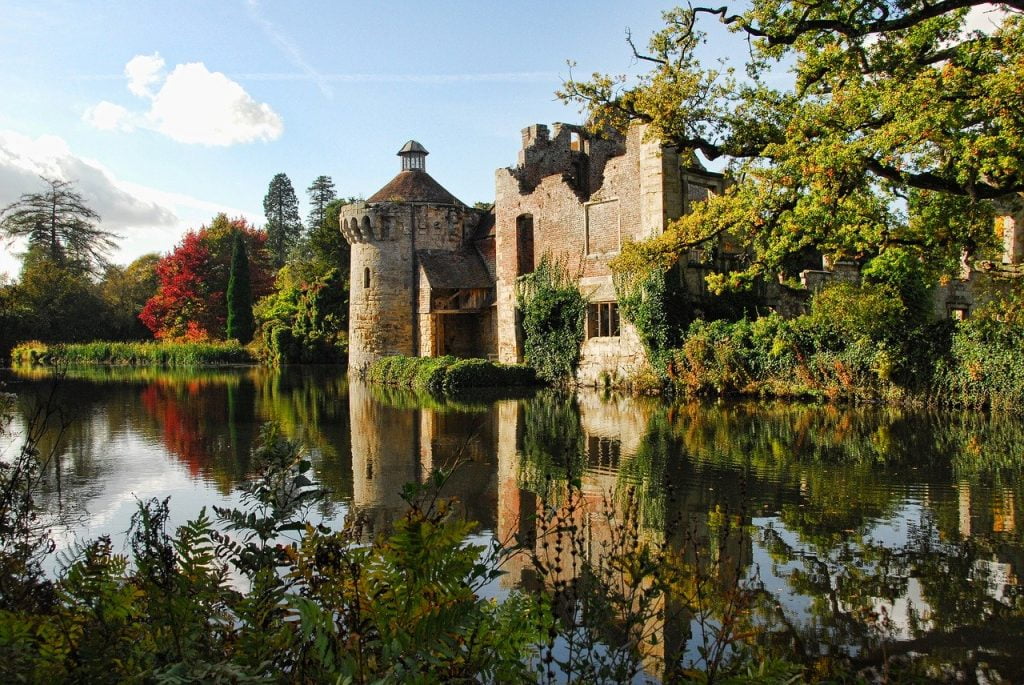 Scotney Castle with a moat