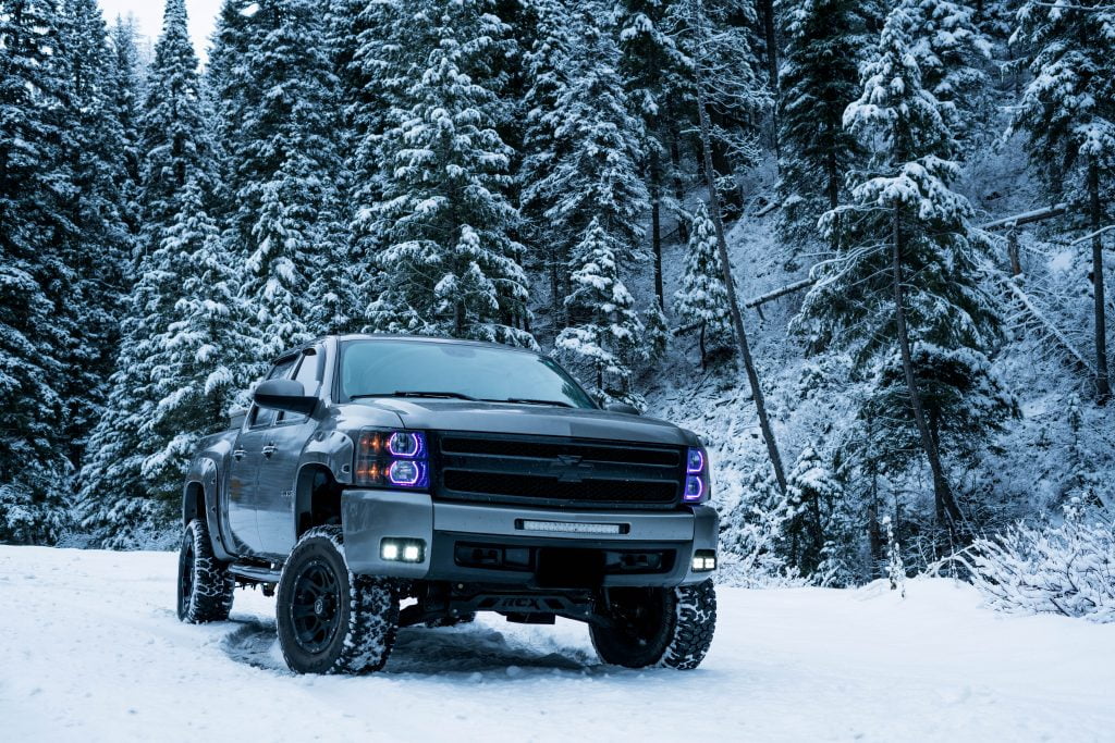 a jeep in the snow