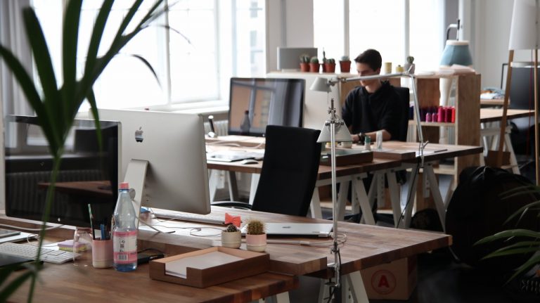 a person sitting at a desk