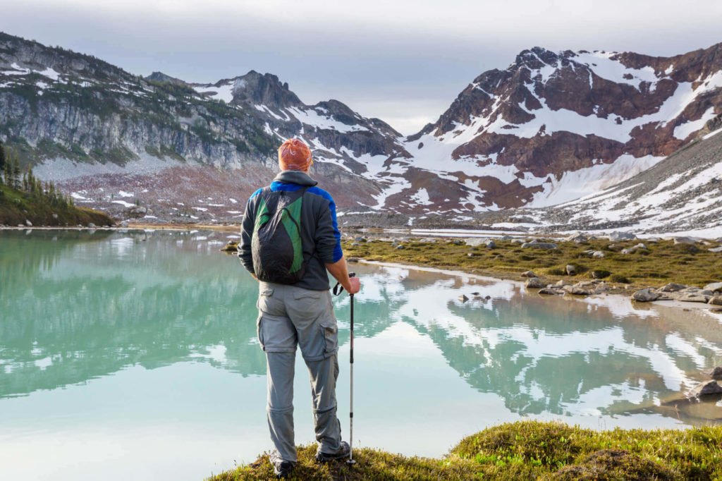 a man standing on a mountain