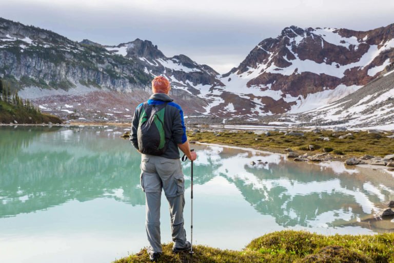 a man standing on a mountain