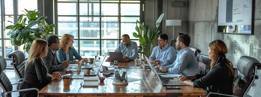 business professionals examining advanced drain cleaning technology at a san jose office meeting.